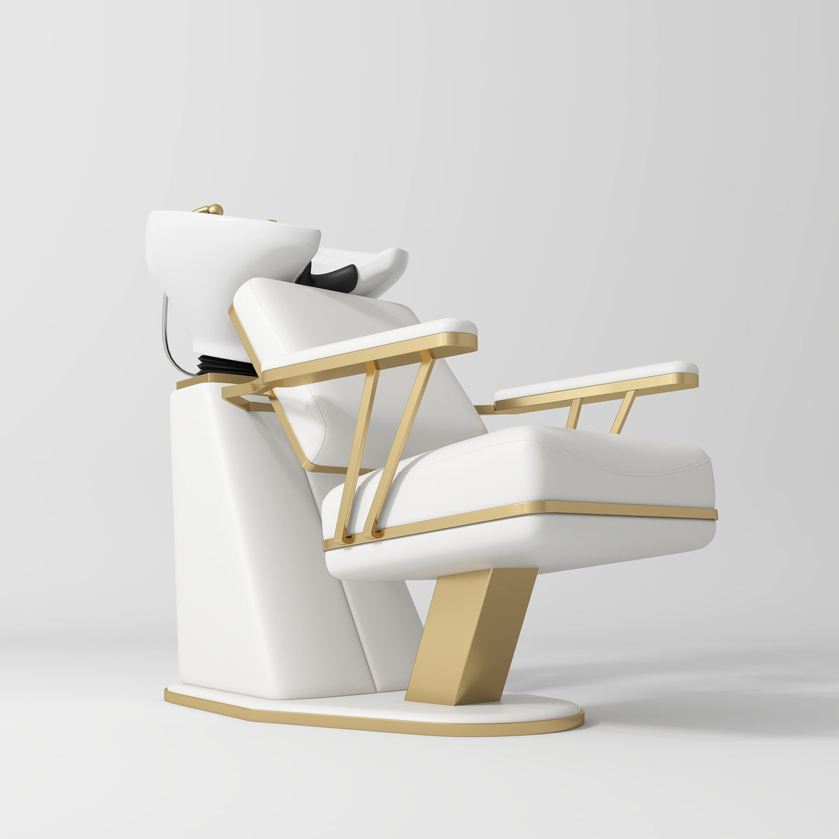 Manufakturo Maison Luxury Hair Salon Backwash Unit White - White Bowl - displayed in a professional treatment-room setting