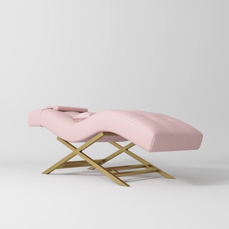Manufakturo Majesty Lash Bed - Adjustable Headrest Bare Blush - displayed in a professional treatment-room setting
