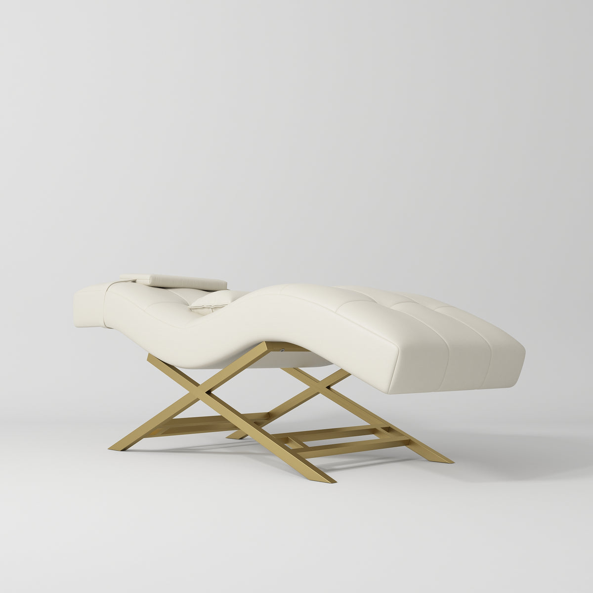 Manufakturo Majesty Lash Bed - Adjustable Headrest Creamy - close-up of the upholstery and construction details