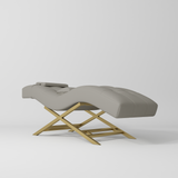 Manufakturo Majesty Lash Bed - Adjustable Headrest Pearl Greige - close-up of the upholstery and construction details
