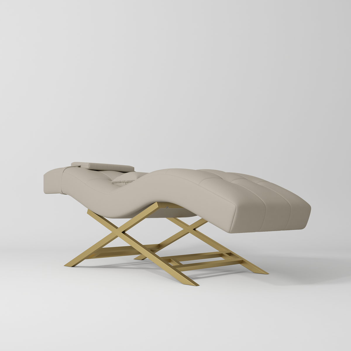 Manufakturo Majesty Lash Bed - Adjustable Headrest Stone Taupe - close-up of the upholstery and construction details