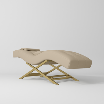 Manufakturo Majesty Lash Bed - Adjustable Headrest Warm Beige - close-up of the upholstery and construction details