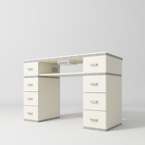 Manufakturo Manicure Table Crystal Touch with Build-in Dust Absorber Creamy - displayed in a professional treatment-room setting