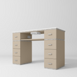 Manufakturo Manicure Table Crystal Touch with Build-in Dust Absorber Warm Beige - displayed in a professional treatment-room setting