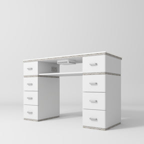 Manufakturo Manicure Table Crystal Touch with Build-in Dust Absorber White - displayed in a professional treatment-room setting
