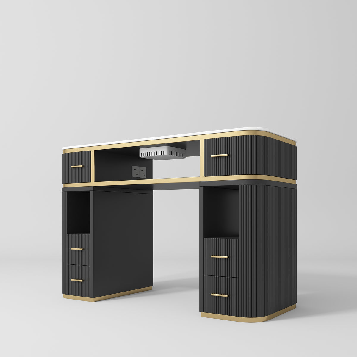 Manufakturo Manicure Table Glam Station with Build-in Dust Absorber Black - close-up of a construction detail