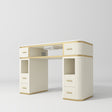 Manufakturo Manicure Table Glam Station with Build-in Dust Absorber Creamy - displayed in a professional treatment-room setting