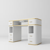 Manufakturo Manicure Table Glam Station with Build-in Dust Absorber White - displayed in a professional treatment-room setting