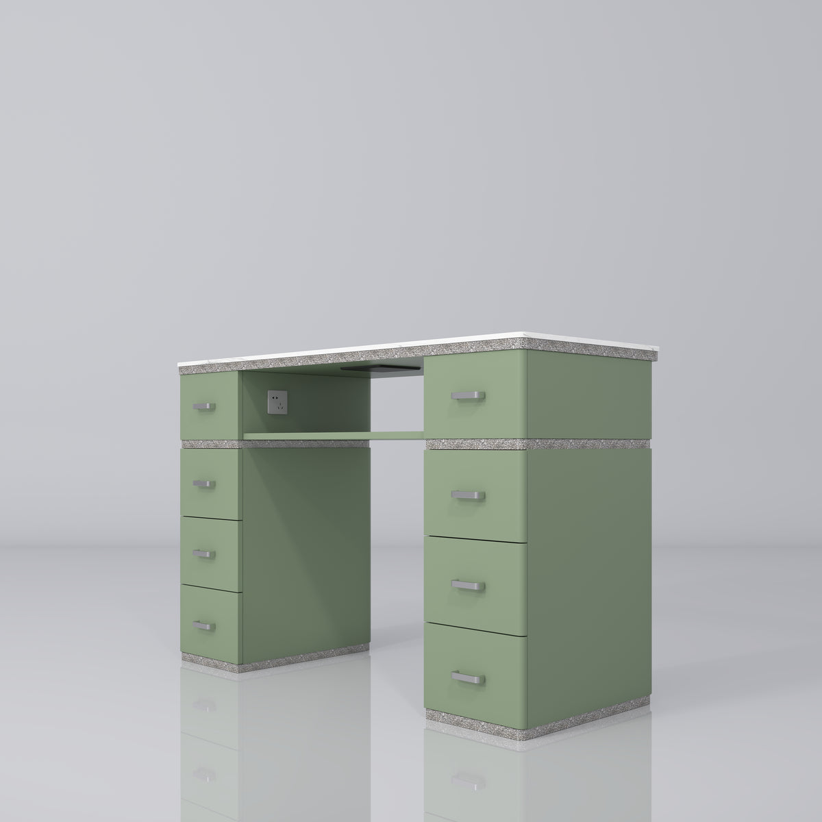 Manufakturo Manicure Table Crystal Touch with Build-in Dust Absorber Olive - close-up of a construction detail