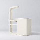 Rear view of the Manufakturo ManiMuse Creamy manicure desk with a white stone top and integrated LED light.