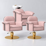 Manufakturo Monaco Bare Blush Hair Salon Set with 2 Palais Styling Chairs, showing the complete coordinated three-piece furniture set on a grey studio background.