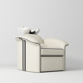 Manufakturo Monaco Luxury Hair Salon Backwash Unit Creamy - White Bowl - close-up of the upholstery and construction details
