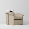 Manufakturo Monaco Luxury Hair Salon Backwash Unit Warm Beige - White Bowl - close-up of the upholstery and construction details