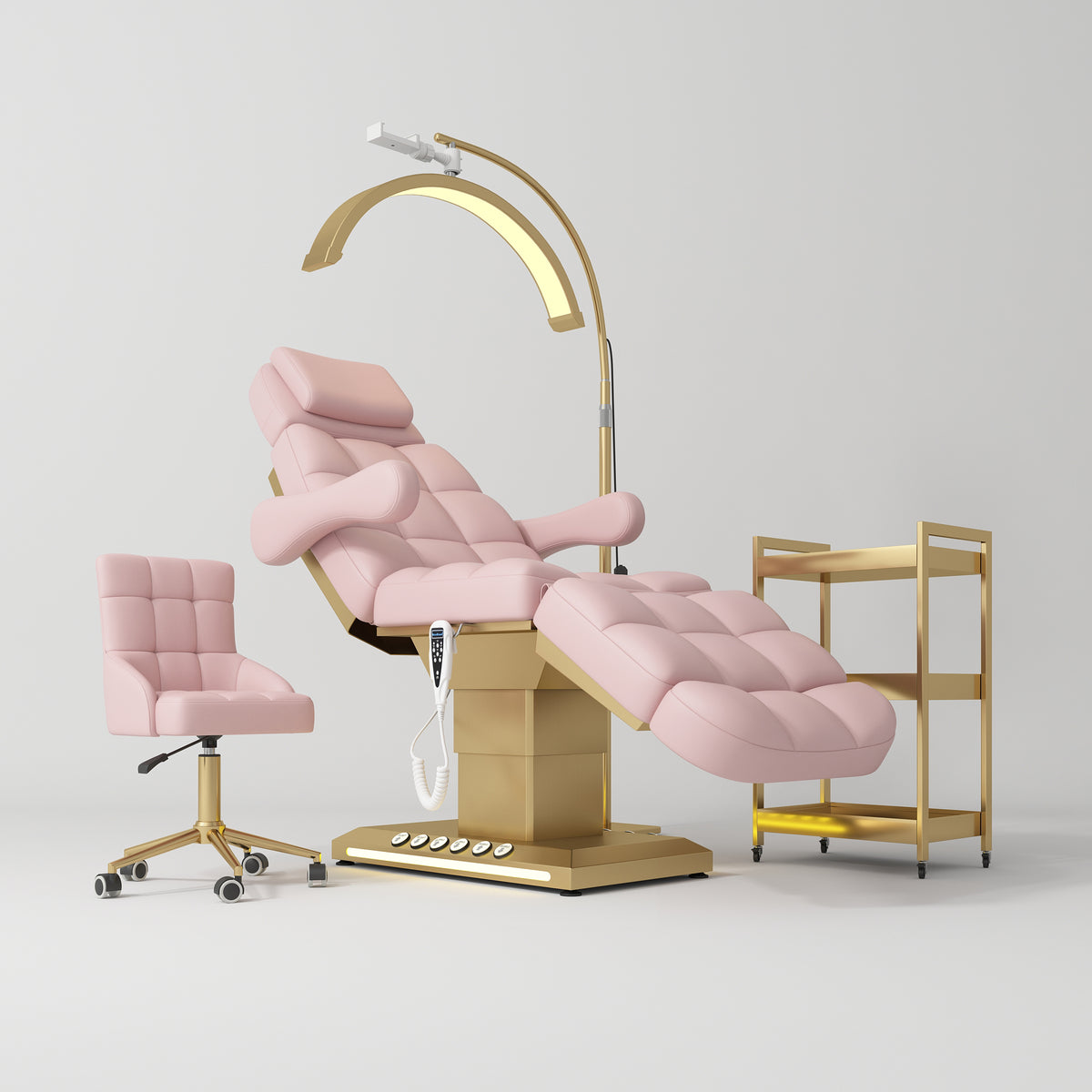 Manufakturo Orielle B Bare Blush - 4-Piece Beauty Studio Set: Luxury Bed, Chair, Moonlight & Trolley - close-up of a construction detail