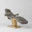 Manufakturo Orielle B Deep Ash electric beauty bed with gold base and current hand-held controller.