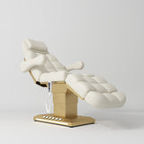 Manufakturo Orielle B Luxury Electric Beauty Bed - Hand & Foot Controls Creamy - close-up of the upholstery and construction details
