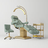 Manufakturo Orielle B Olive - 4-Piece Beauty Studio Set: Luxury Bed, Chair, Moonlight & Trolley - coordinated furniture pieces arranged on a white background