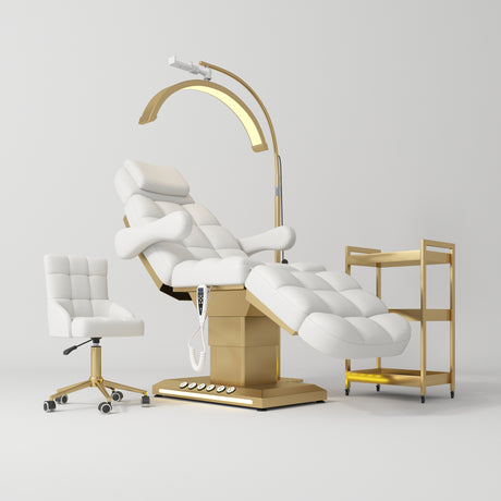 Manufakturo Orielle B White - 4-Piece Beauty Studio Set: Luxury Bed, Chair, Moonlight & Trolley - close-up of a construction detail