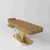 Manufakturo Orielle ver.A Luxury Electric Beauty Bed - Hand & Foot Controls Brown - close-up of the upholstery and construction details