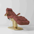 Manufakturo Orielle ver.A Luxury Electric Beauty Bed - Hand & Foot Controls Maroon - close-up of the upholstery and construction details