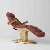 Manufakturo Orielle ver.A Luxury Electric Beauty Bed - Hand & Foot Controls Maroon - close-up of the upholstery and construction details