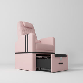 Manufakturo Perle Luxury Pedicure Chair - No Plumbing Required, Leather Upholstery Bare Blush - close-up of the upholstery and construction details