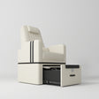 Manufakturo Perle Luxury Pedicure Chair - No Plumbing Required, Leather Upholstery Creamy - close-up of the upholstery and construction details
