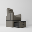 Manufakturo Perle Luxury Pedicure Chair - No Plumbing Required, Leather Upholstery Deep Ash - close-up of the upholstery and construction details