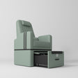 Manufakturo Perle Luxury Pedicure Chair - No Plumbing Required, Leather Upholstery Olive - close-up of the upholstery and construction details