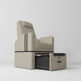 Manufakturo Perle Luxury Pedicure Chair - No Plumbing Required, Leather Upholstery Stone Taupe - close-up of the upholstery and construction details