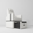 Manufakturo Perle Luxury Pedicure Chair - No Plumbing Required, Leather Upholstery White - close-up of the upholstery and construction details