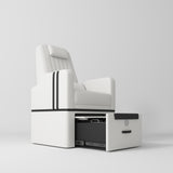 Manufakturo Perle Luxury Pedicure Chair - No Plumbing Required, Leather Upholstery White - close-up of the upholstery and construction details