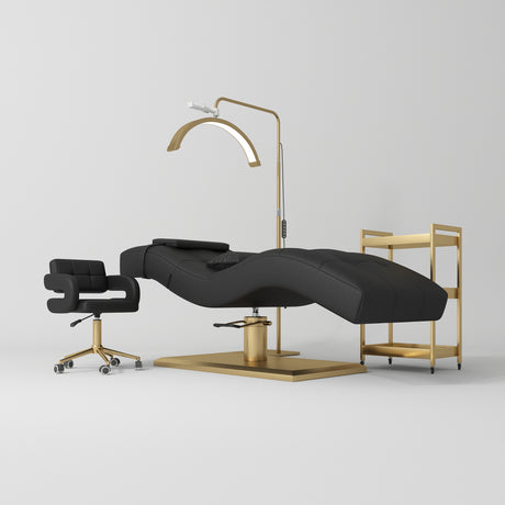 Manufakturo Prestige Black The Complete Studio Set - Lash Bed, Chair, Moonlight & Trolley - close-up of a construction detail