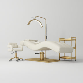 Manufakturo Prestige Creamy The Complete Studio Set - Lash Bed, Chair, Moonlight & Trolley - close-up of a construction detail