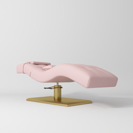 Manufakturo Prestige Hydraulic Eyelash Bed - Adjustable Headrest & High-Density Sponge Bare Blush - displayed in a professional treatment-room setting