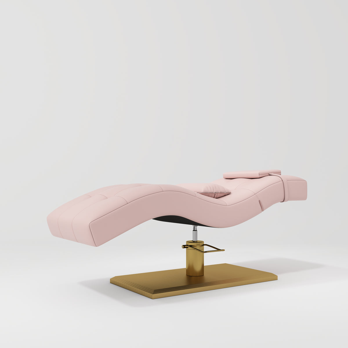 Manufakturo Prestige Hydraulic Eyelash Bed - Adjustable Headrest & High-Density Sponge Bare Blush - displayed in a professional treatment-room setting