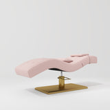 Manufakturo Prestige Hydraulic Eyelash Bed - Adjustable Headrest & High-Density Sponge Bare Blush - displayed in a professional treatment-room setting