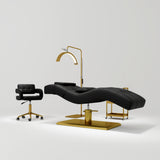 Manufakturo Prestige Hydraulic Eyelash Bed - Adjustable Headrest & High-Density Sponge Black - close-up of the upholstery and construction details
