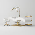 Manufakturo Prestige White The Complete Studio Set - Lash Bed, Chair, Moonlight & Trolley - close-up of a construction detail