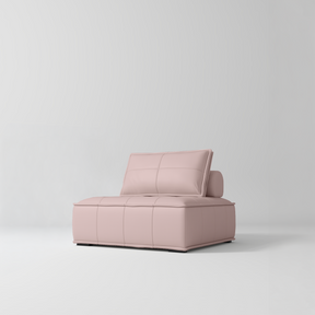 Manufakturo Rhéa Luxury Boutique Sofa with Soft Upholstery for Salon Waiting Area Bare Blush - product displayed with its packaging on a dark background