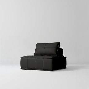 Manufakturo Rhéa Luxury Boutique Sofa with Soft Upholstery for Salon Waiting Area Black - product displayed with its packaging on a dark background