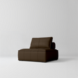 Manufakturo Rhéa Luxury Boutique Sofa with Soft Upholstery for Salon Waiting Area Cocoa Mocha - product displayed with its packaging on a dark background