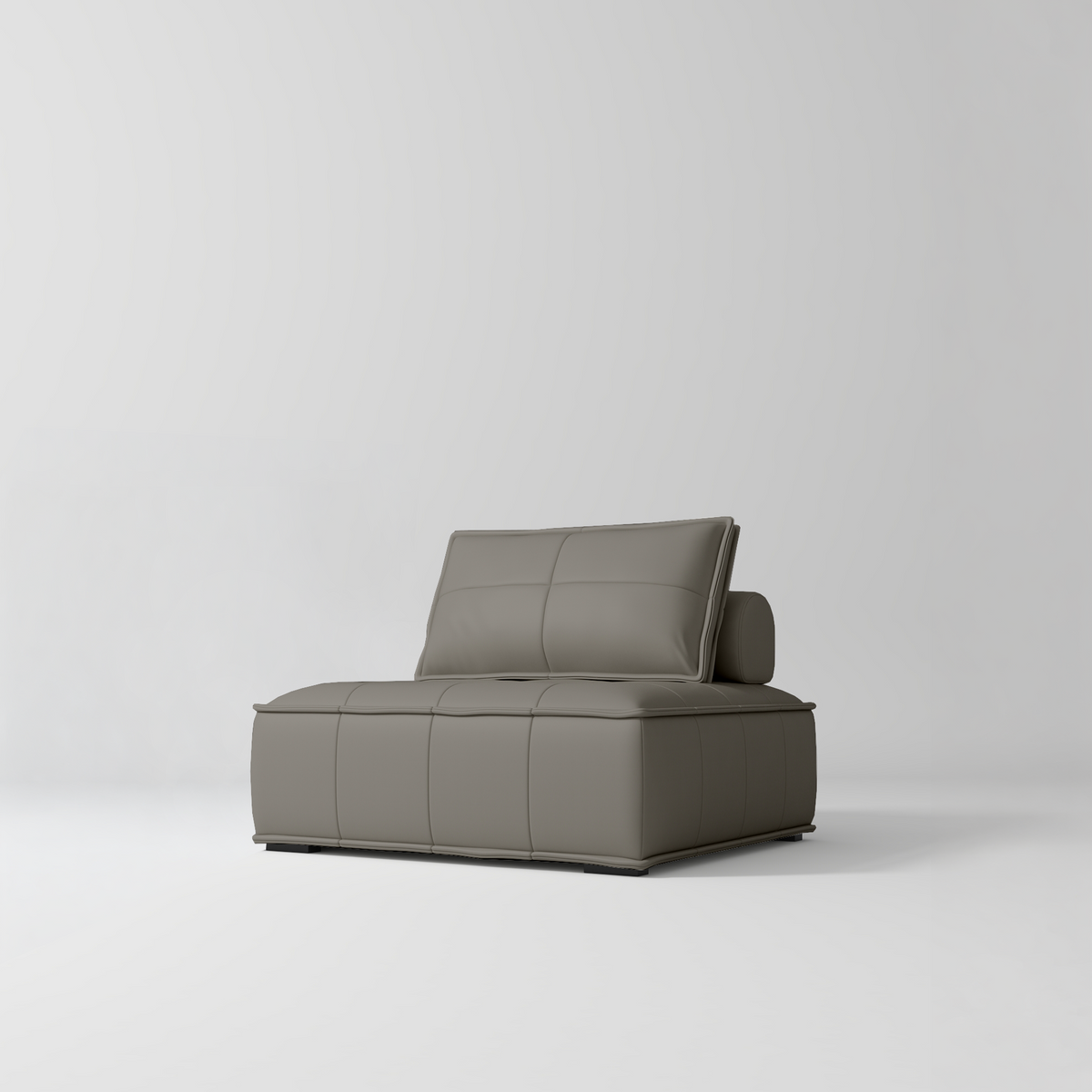 Manufakturo Rhéa Luxury Boutique Sofa with Soft Upholstery for Salon Waiting Area Deep Ash - product displayed with its packaging on a dark background