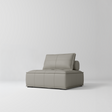 Manufakturo Rhéa Luxury Boutique Sofa with Soft Upholstery for Salon Waiting Area Pearl Greige - product displayed with its packaging on a dark background