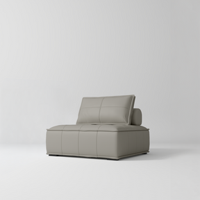 Manufakturo Rhéa Luxury Boutique Sofa with Soft Upholstery for Salon Waiting Area Pearl Greige - product displayed with its packaging on a dark background