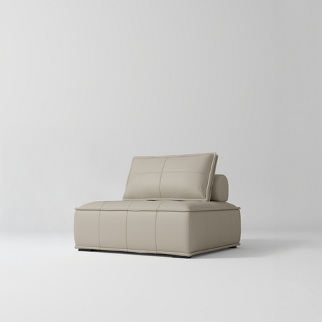 Manufakturo Rhéa Luxury Boutique Sofa with Soft Upholstery for Salon Waiting Area Stone Taupe - product displayed with its packaging on a dark background