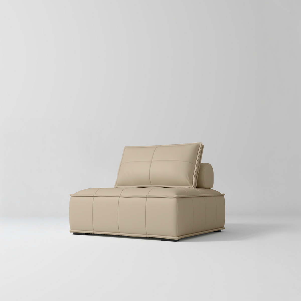 Manufakturo Rhéa Luxury Boutique Sofa with Soft Upholstery for Salon Waiting Area Warm Beige - product displayed with its packaging on a dark background
