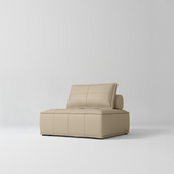 Manufakturo Rhéa Luxury Boutique Sofa with Soft Upholstery for Salon Waiting Area Warm Beige - product displayed with its packaging on a dark background