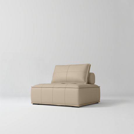 Manufakturo Rhéa Luxury Boutique Sofa with Soft Upholstery for Salon Waiting Area Warm Beige - product displayed with its packaging on a dark background