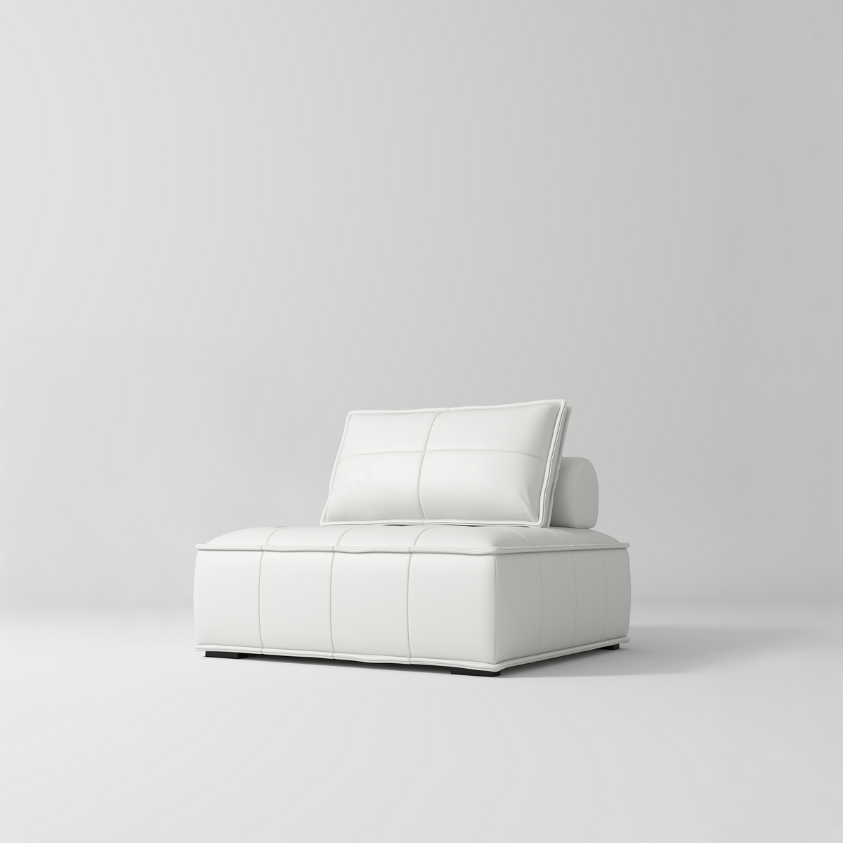 Manufakturo Rhéa Luxury Boutique Sofa with Soft Upholstery for Salon Waiting Area White - product displayed with its packaging on a dark background